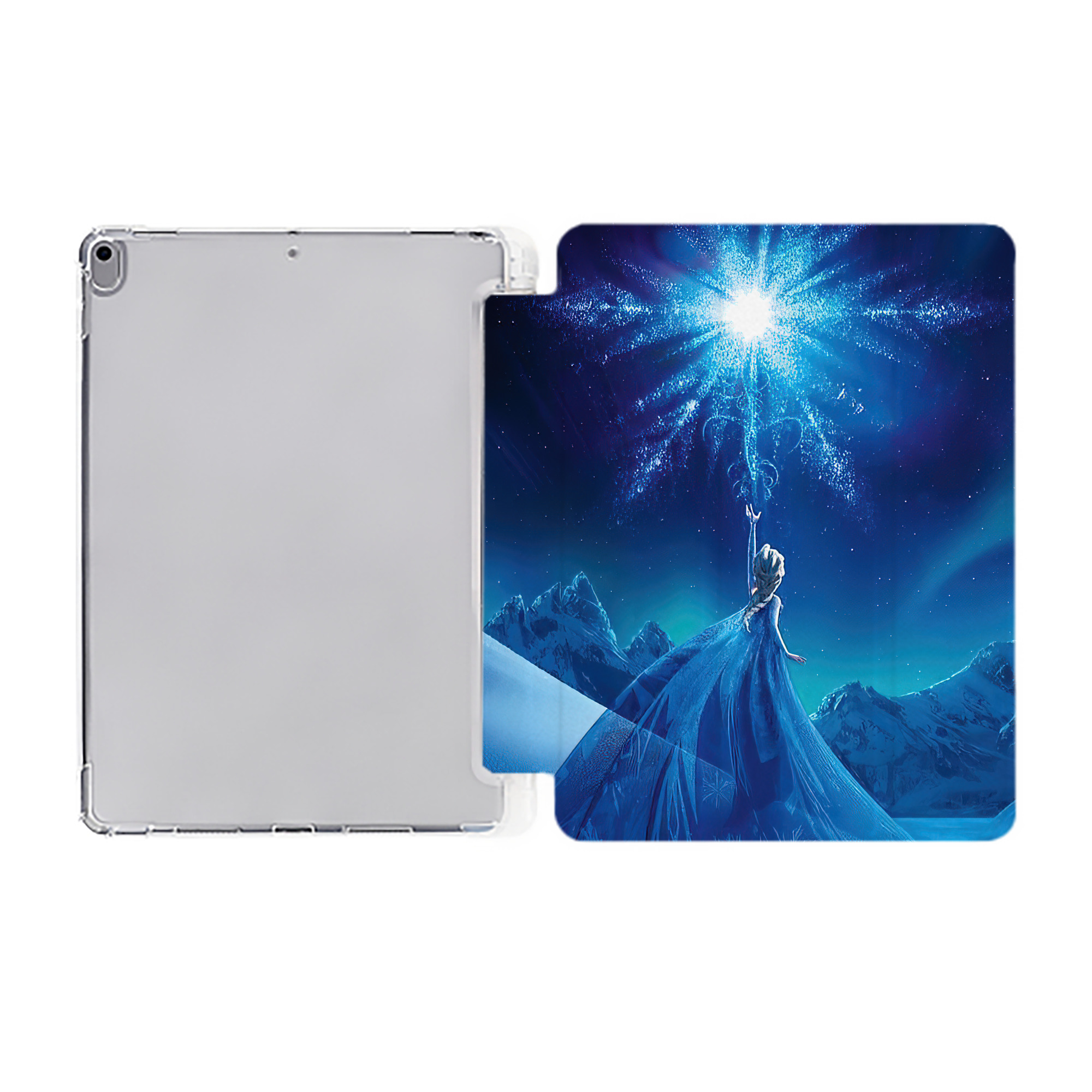 （画像用） アナと雪の女王 アンナ エルサ Frozen Anna Elsa IPad ケース ペン収納付き 三つ折りスタンド PUレザー×シリコン 対応機種9.5/10.5/10.9インチ